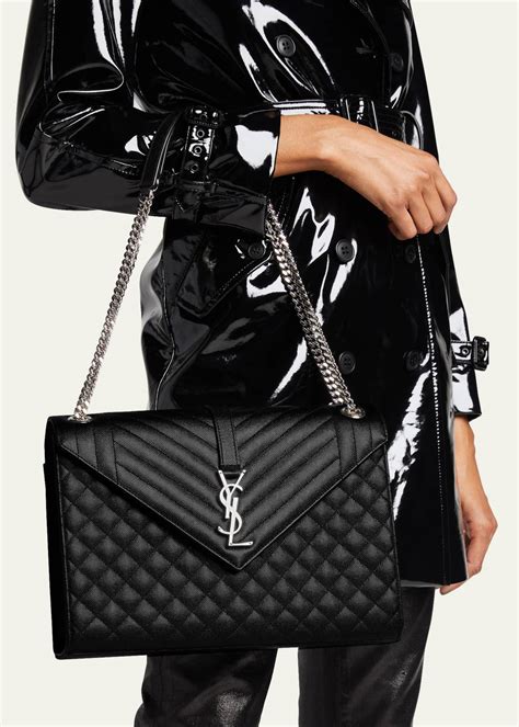 envelope triquilt large ysl shoulder bag in grained leather|YSL envelope triquilt.